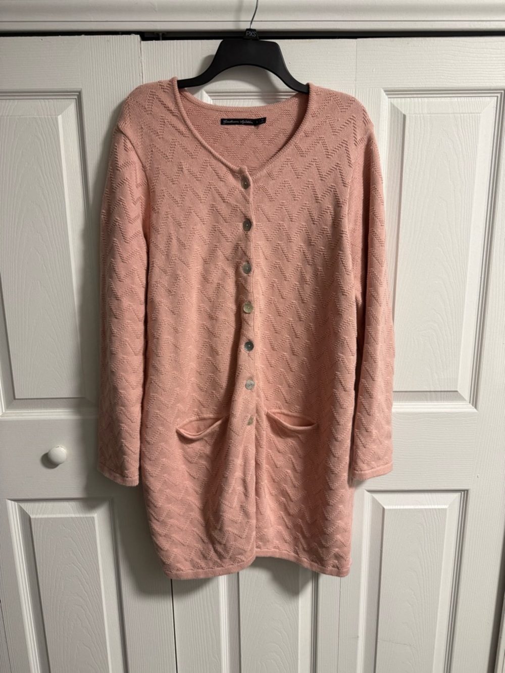 Gudrun Sjoden Dusty Pink Button-Up Knit Cardigan Size L Maxi Long Comfy